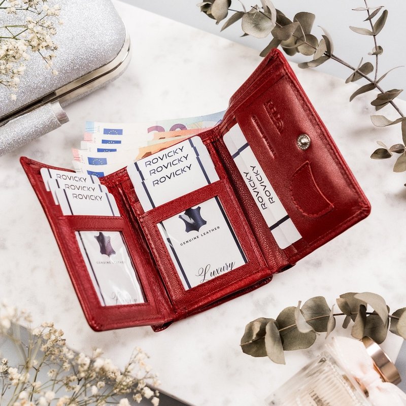 Кожен портфейл с външнен джоб за монети - Rovicky