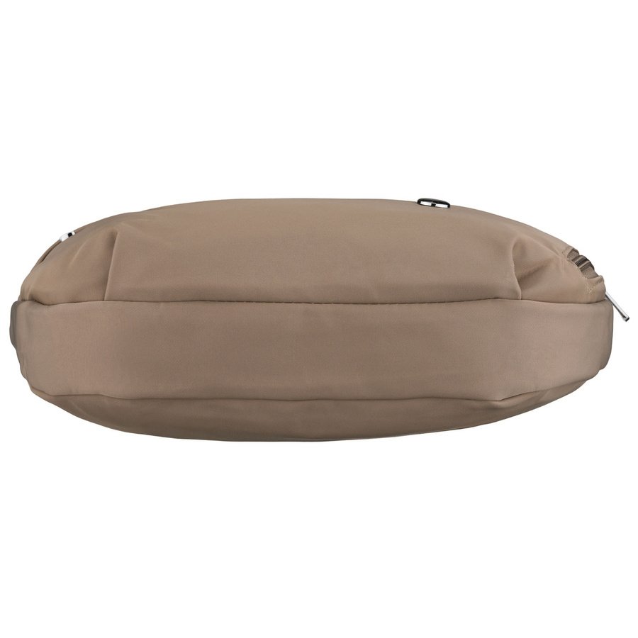 Дамска чанта в тъмно бежов цвят с външен джоб - Peterson