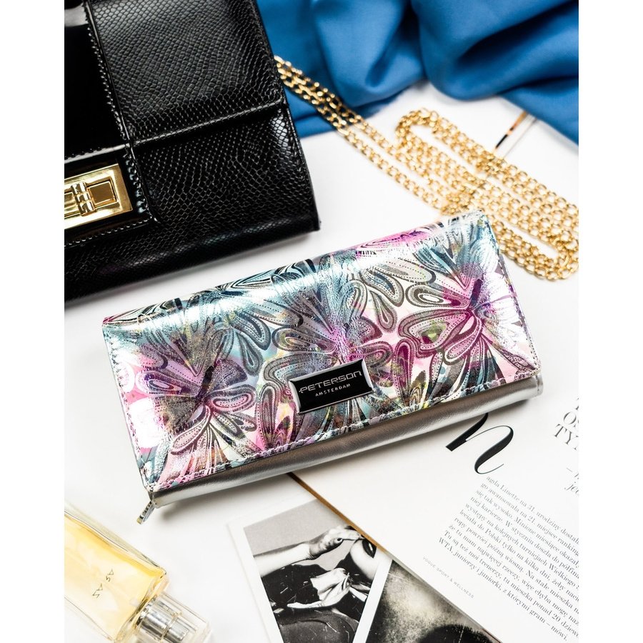 Голям дамски портфейл с RFID система, изработен от многоцветна естествена и еко кожа - Peterson