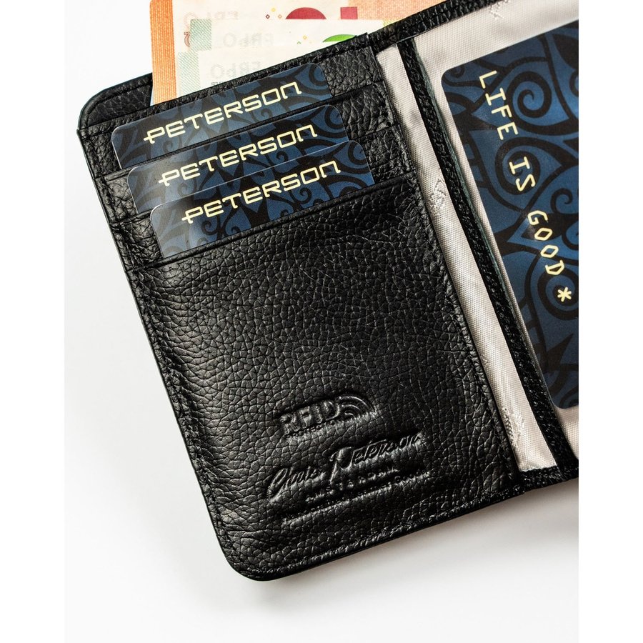 Вертикален портфейл от естествена и еко кожа в черно - Peterson