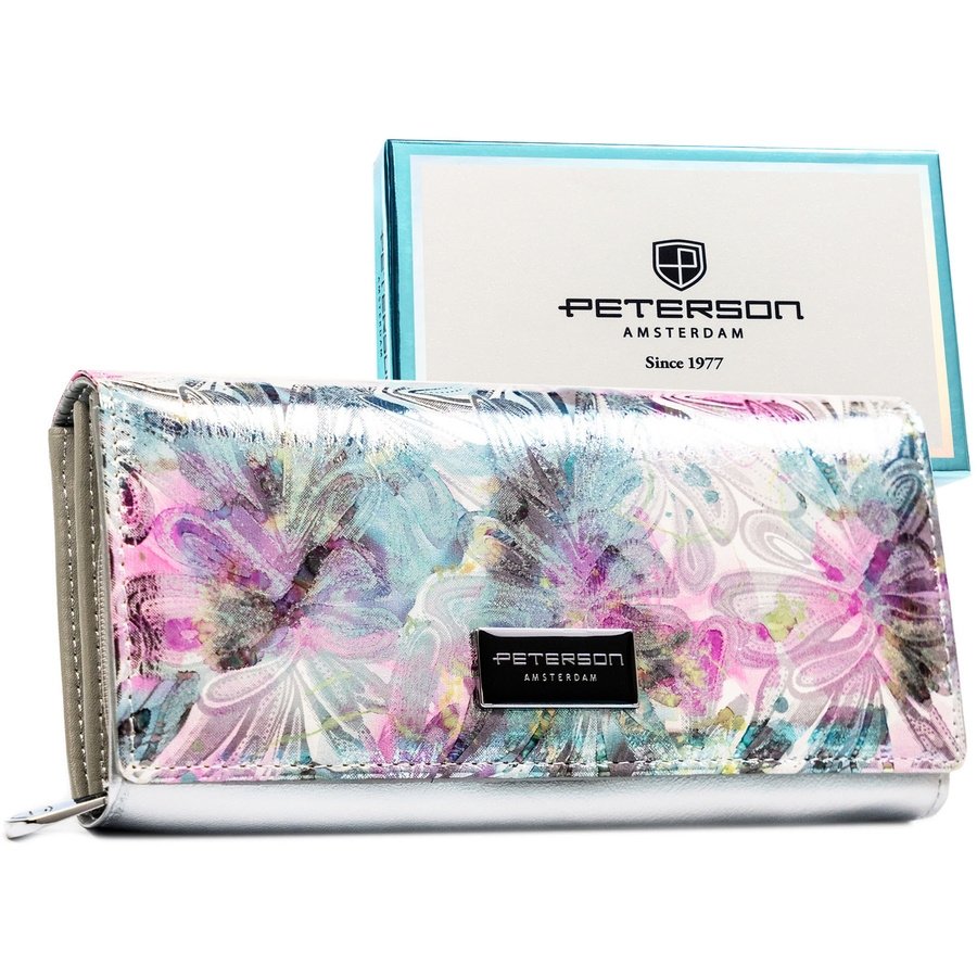 Голям дамски портфейл с RFID система, изработен от многоцветна естествена и еко кожа - Peterson