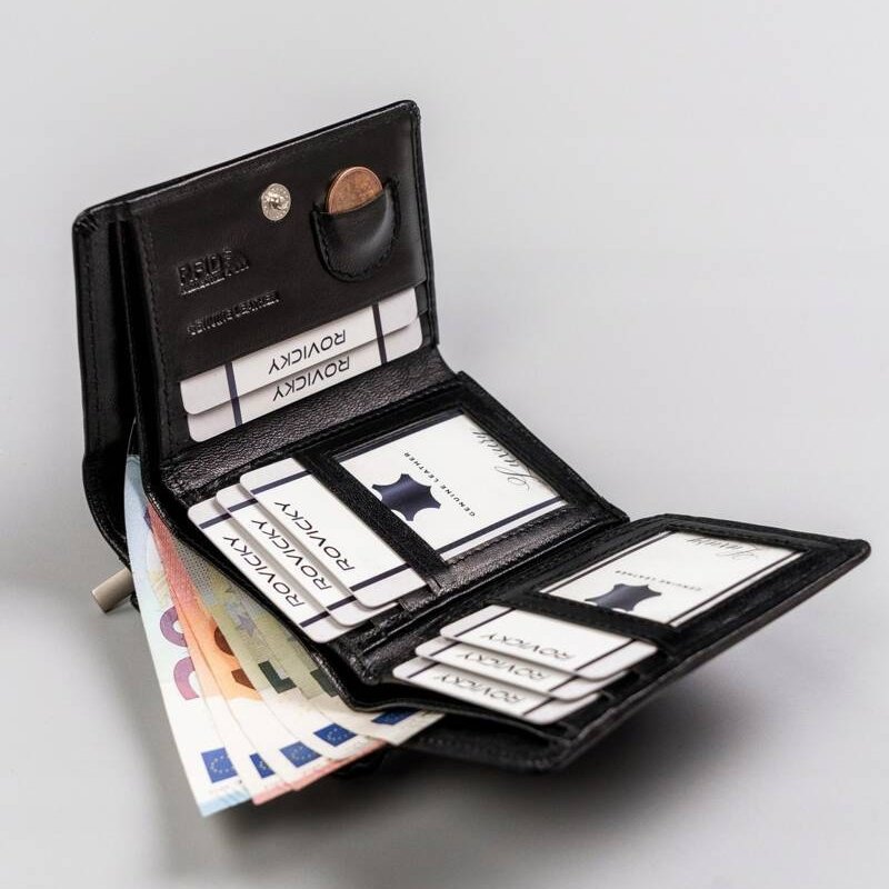 Кожен портфейл с външнен джоб за монети - Rovicky