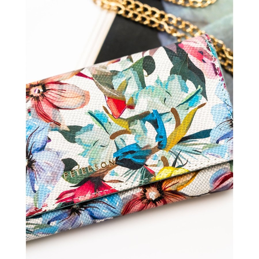 Дамски портфейл с флорален мотив, изработен от естествена кожа с RFID система - Peterson