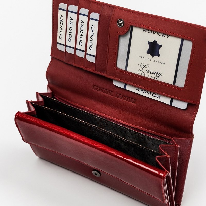 Лачено кожено портмоне с голямо отделение за пари - Cavaldi