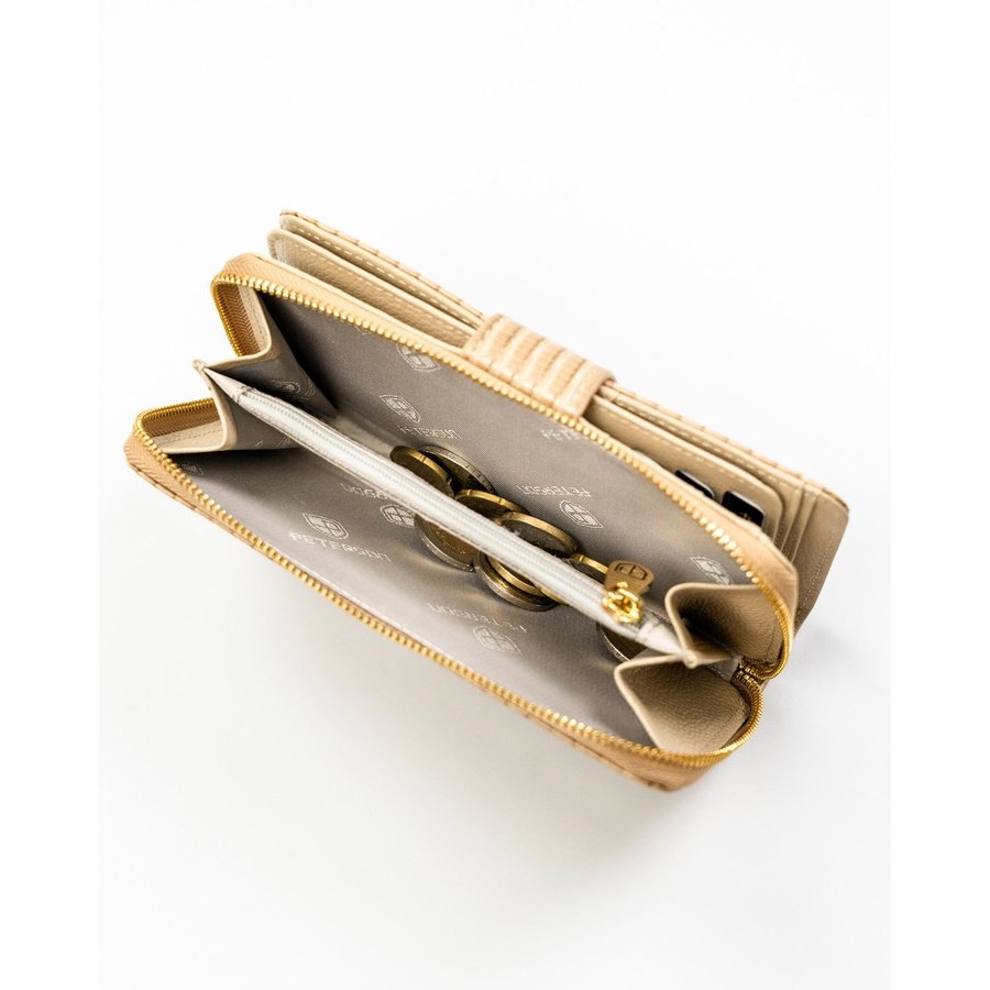 Бежов вертикален портфейл, изработен от естествена и еко кожа - Peterson