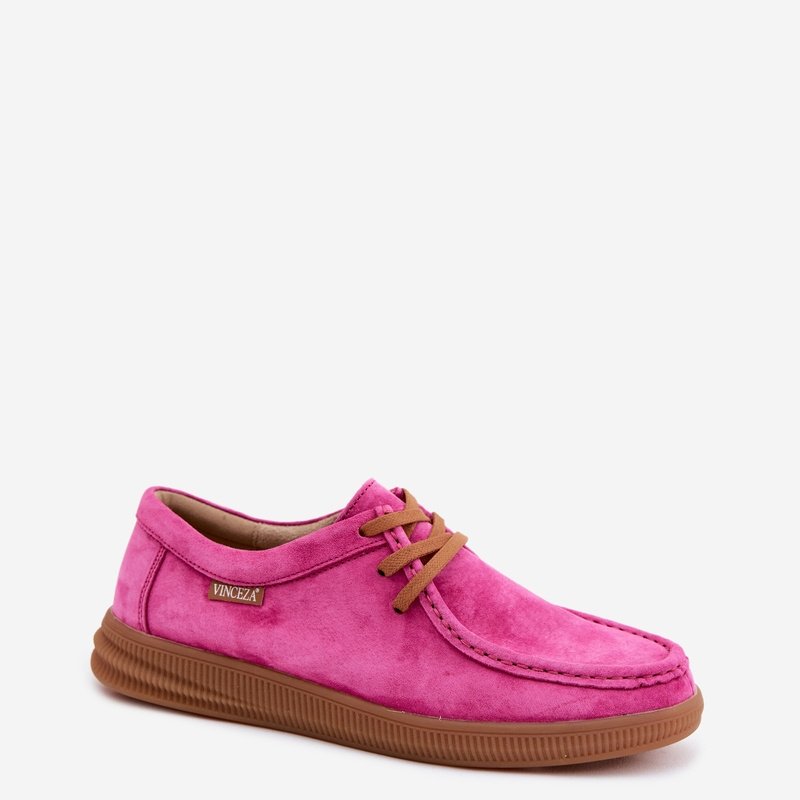 Ниски обувки Vinceza от естествен велур в цвят фуксия