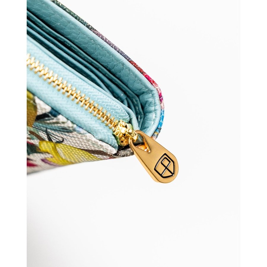 Голям дамски портфейл-моливник от естествена кожа с флорален мотив - Peterson