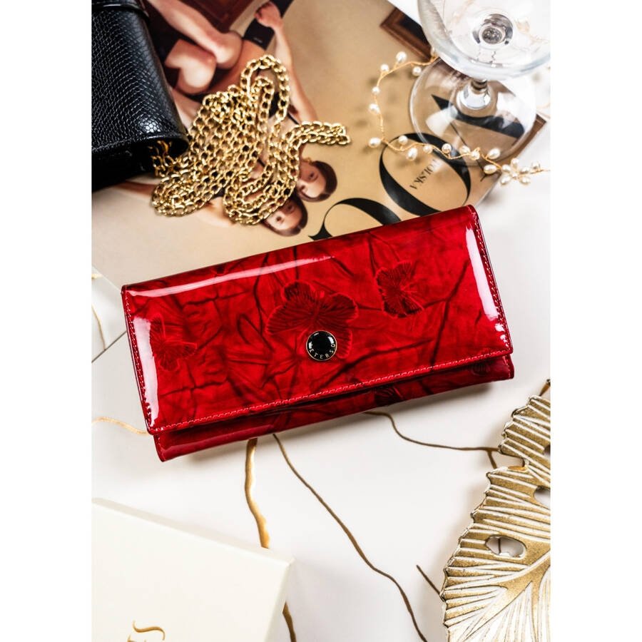 Голям дамски портфейл с много отделения, червен - Peterson