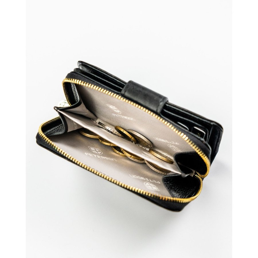 Вертикален портфейл от естествена и еко кожа в черно - Peterson