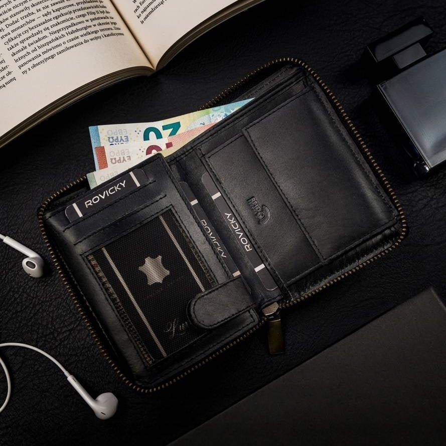 Голям, вертикален кожен портфейл с RFID - Always Wild