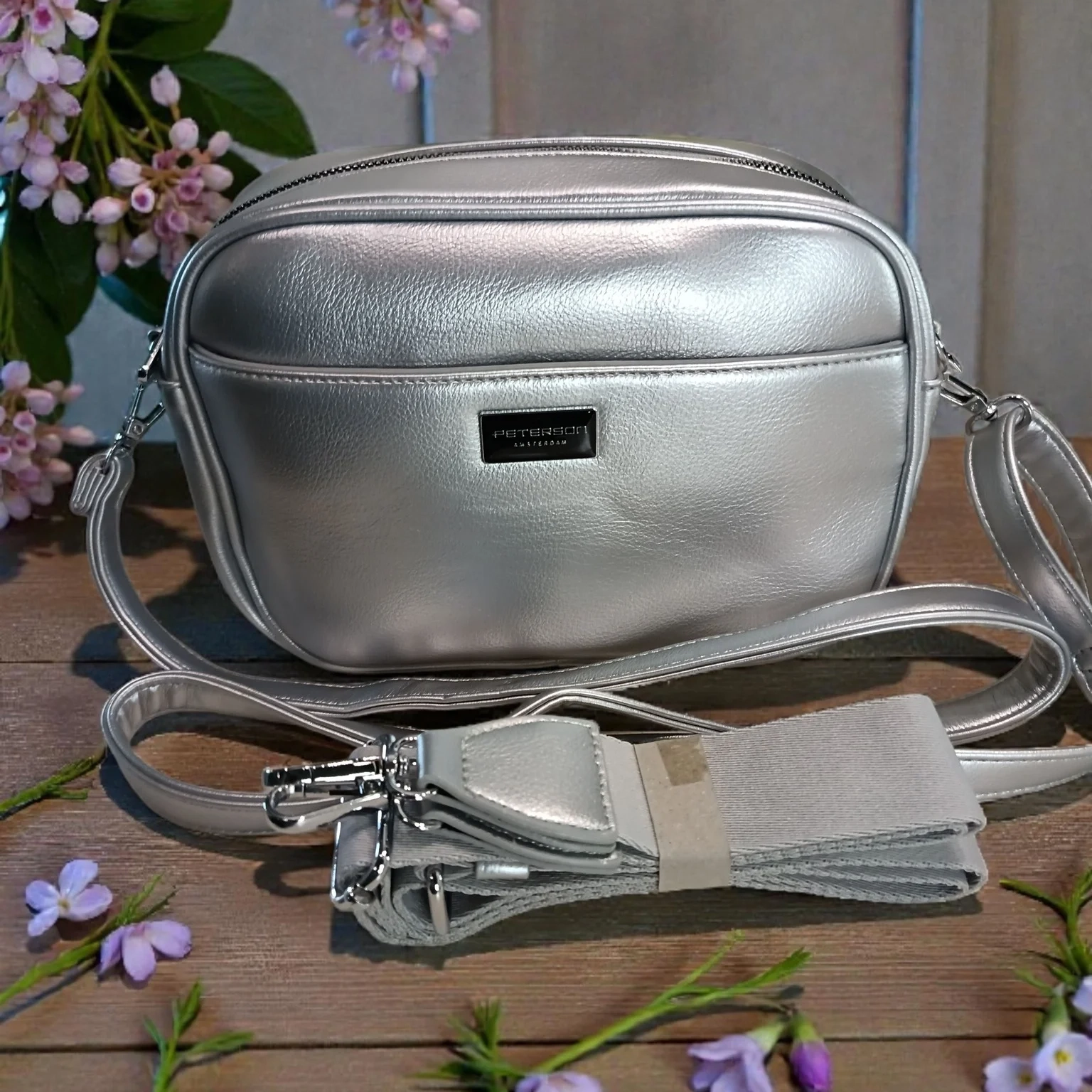 Класическа дамска чанта през рамо, изработена от еко кожа, с два вида дръжки, Peterson