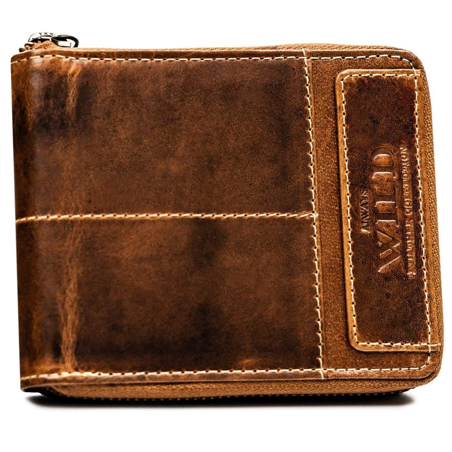 Мъжки кожен портфейл с цип и RFID - Always Wild