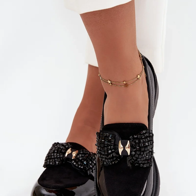 Дамски мокасини от лачена кожа с панделка S.Barski