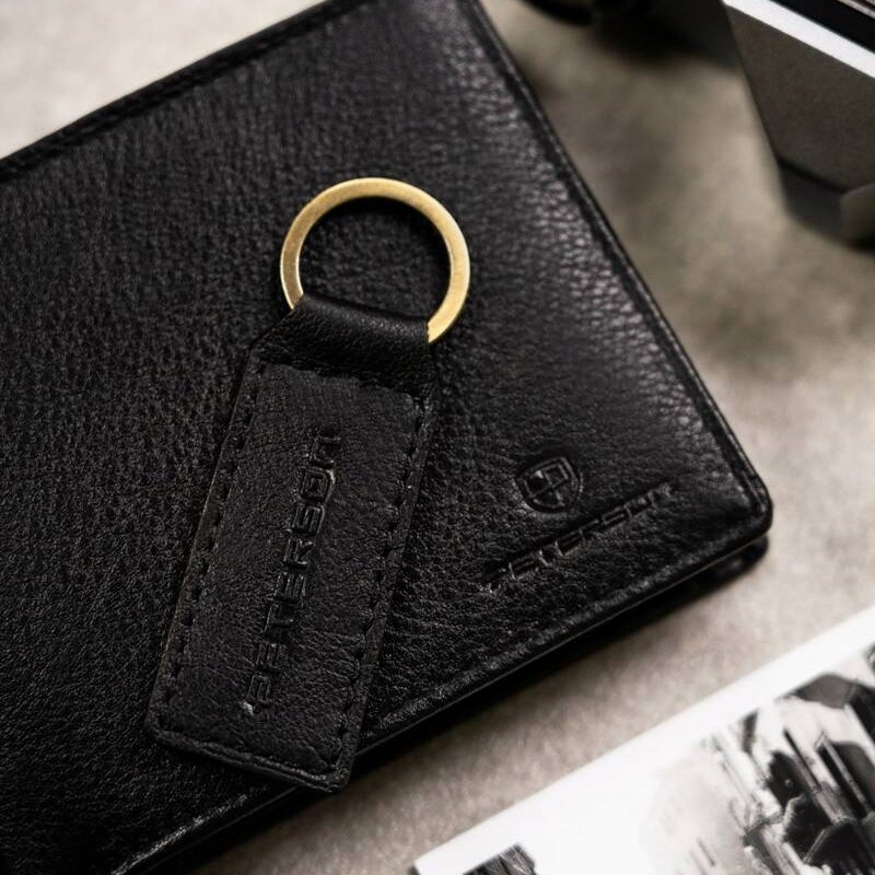 Подаръчен комплект мъжки кожен портфейл и ключодържател - Peterson