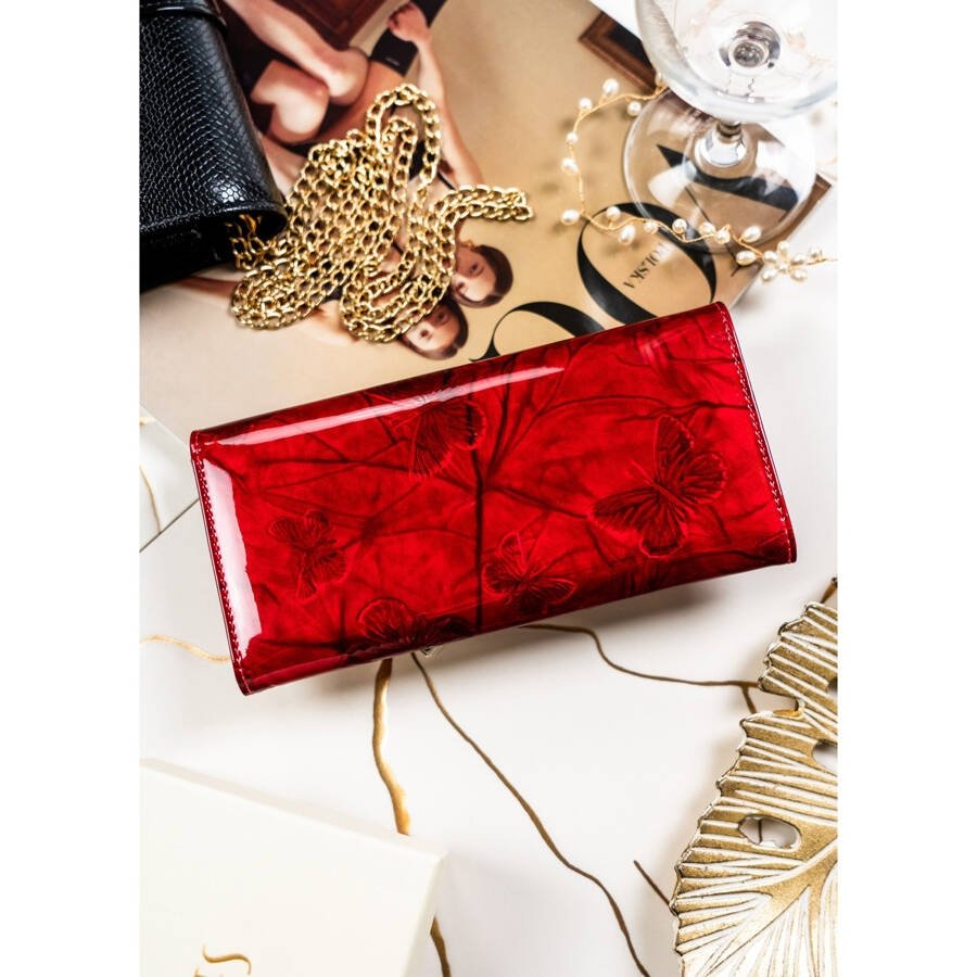 Голям дамски портфейл с много отделения, червен - Peterson