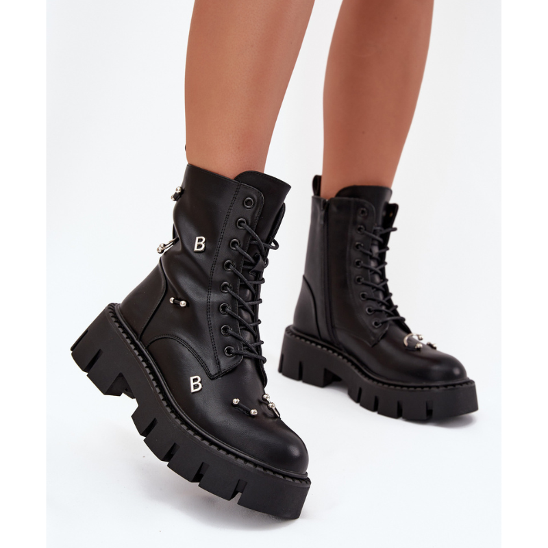 Дамски изолирани боти с декорация от еко кожа