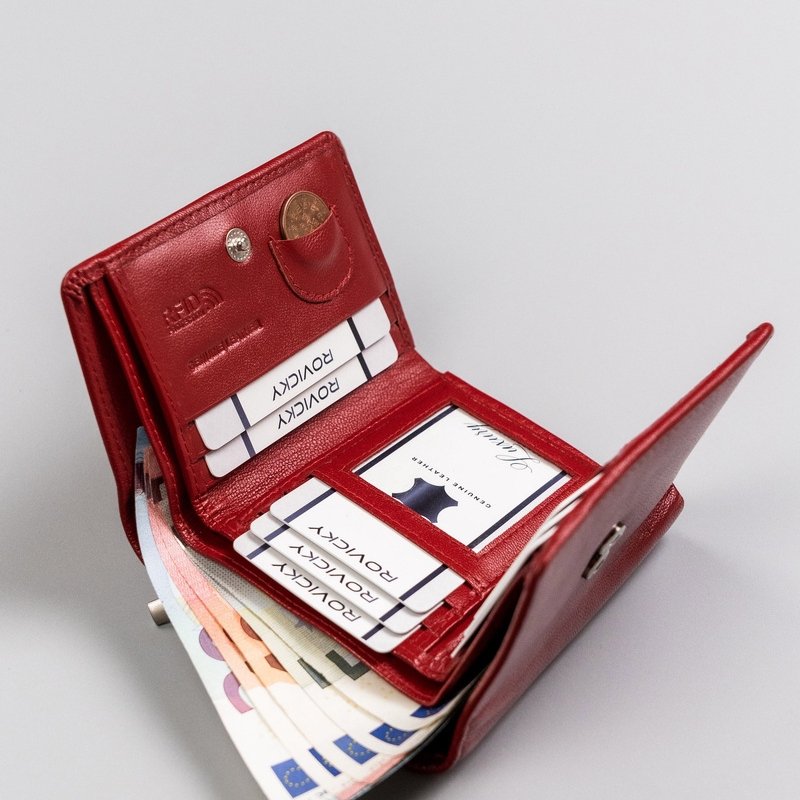 Кожен портфейл с външнен джоб за монети - Rovicky