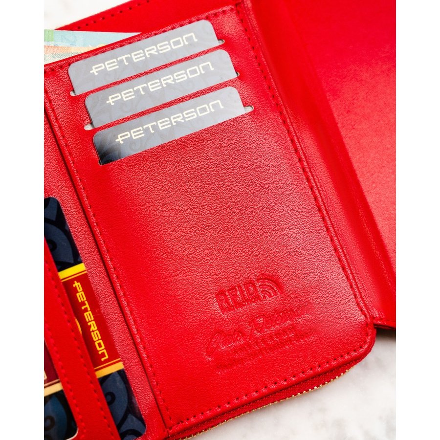 Червен дамски портфейл от лачена еко кожа - Peterson