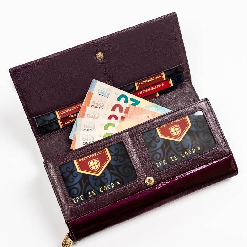 Просторен дамски портфейл от естествена телешка кожа Peterson