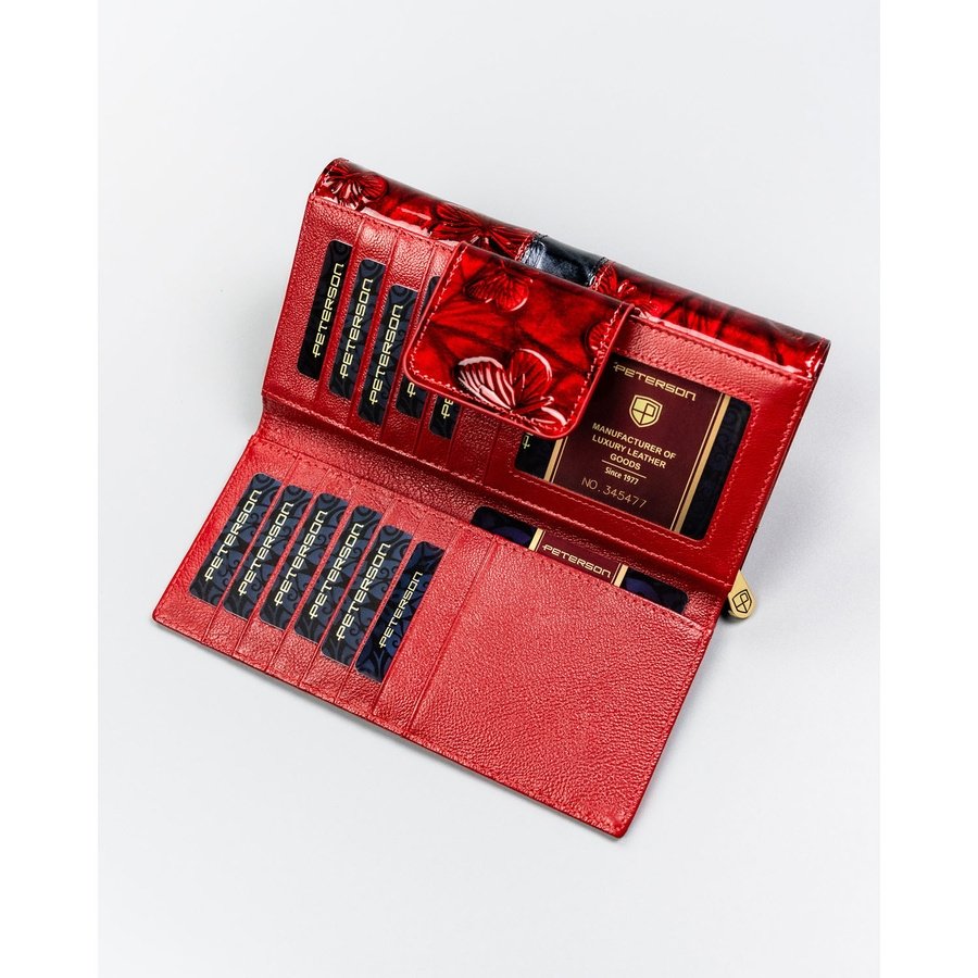 Елегантен дамски портфейл от естествена червена кожа - Peterson