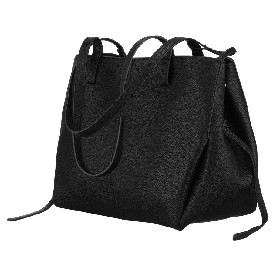 Черна дамска чанта за пазаруване, изработена от еко кожа с включен практичен калъф - Peterson