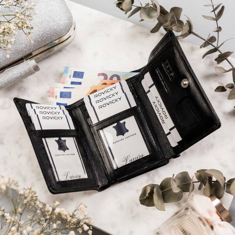 Кожен портфейл с външнен джоб за монети - Rovicky