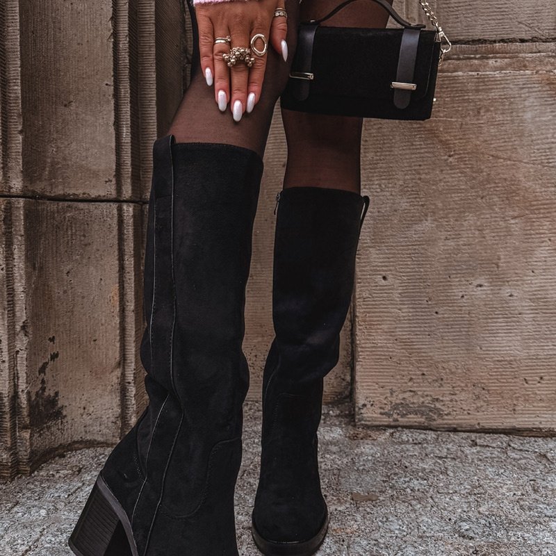 Дамски топли ботуши с масивен ток 