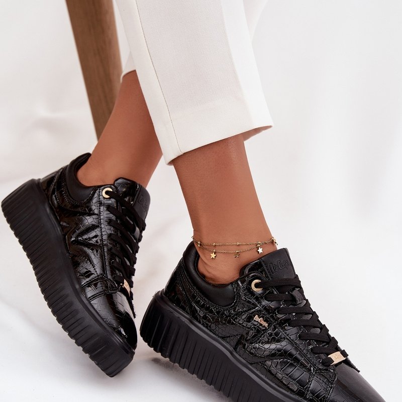 Дамски кецове на платформа от лачена еко кожа Lee Cooper