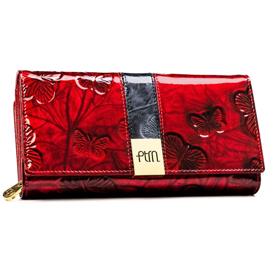 Елегантен дамски портфейл от естествена червена кожа - Peterson