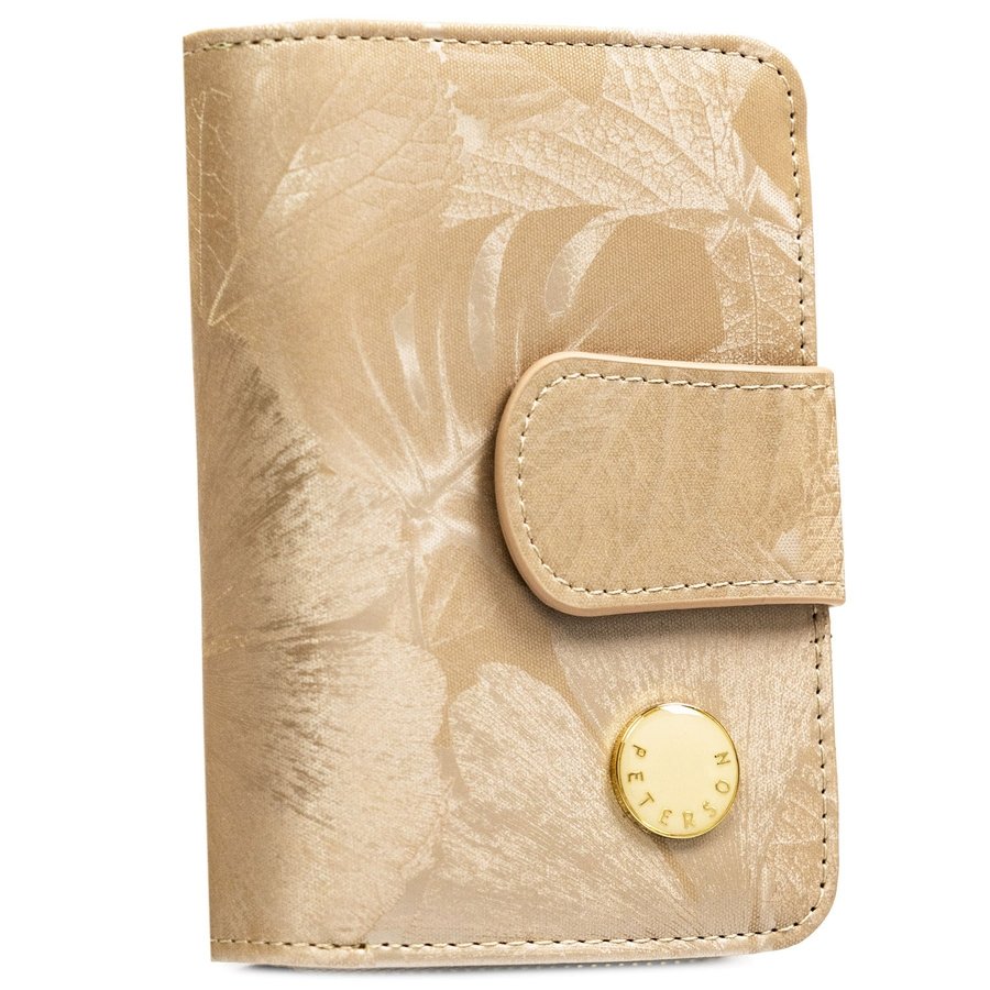 Портфейл от естествена и еко кожа в бежов цвят, закопчава се с цип и тик-так - Peterson