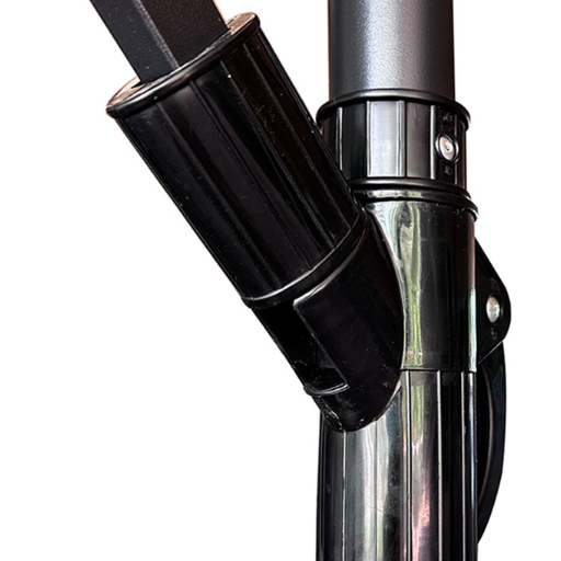 Градински чадър с рамо PREMIUM 290 см – конзолен, с манивела и калъф, черен